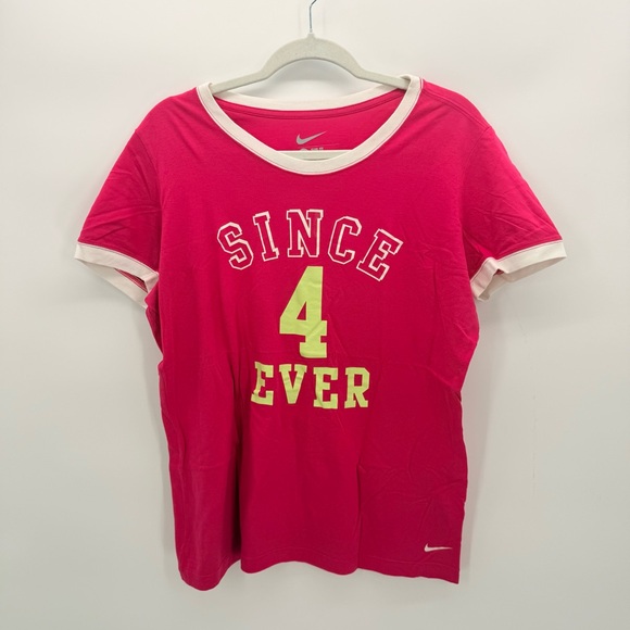Nike Pink Graphic Tee “Since 4 Ever” Slim Fit Short Sleeve Shirt XL - Picture 2 of 7